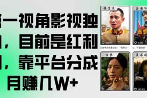 （15310期）第一视角影视独白，目前是红利期，靠平台分成月赚几W+