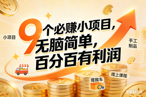 （17261期）9个必赚小项目，无脑简单，百分百有利润，副业首选，日入200+