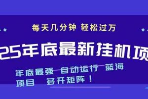 （16807期）2025年年底最新挂机项目，不看电脑配置！每天几分钟，月入1000＋，可矩阵，一台电脑支持多个…