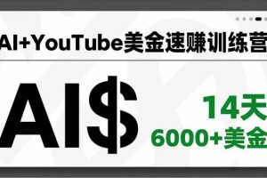 （16778期）AI+YouTube美金速赚训练营，AI量产、爆款公式、急速变现、独家视野，14天创收6000+美金