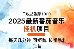 （16491期）2025年最新番茄音乐人挂机项目，每天几分钟，月入1000＋，可矩阵，一台…