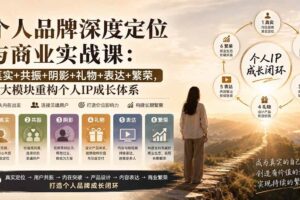 （20140期）个人品牌深度定位与商业实战课：真实+共振+阴影+礼物+表达+繁荣，六大模块重构个人IP成长体系