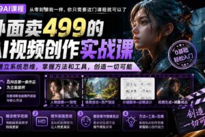 (20307期)外面卖499的AI视频创作实战课:建立系统思维,掌握方法和工具,创造一切可能。